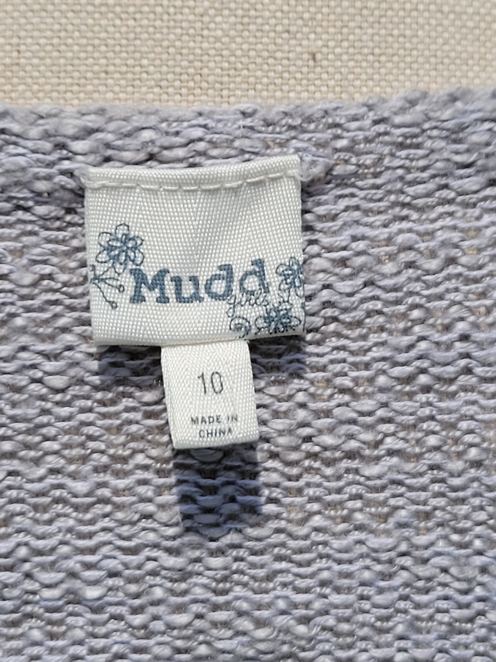Mudd size 10 girl's gray knit sweater with lace decor on side hem - Picture 5 of 6